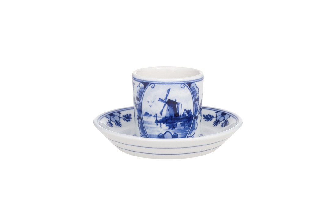 Delfts Blauw Kop en Schotel Molen Smal
