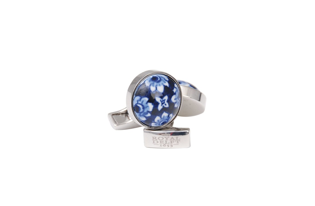 Delfts Blauw Manchetknopen rond bloem