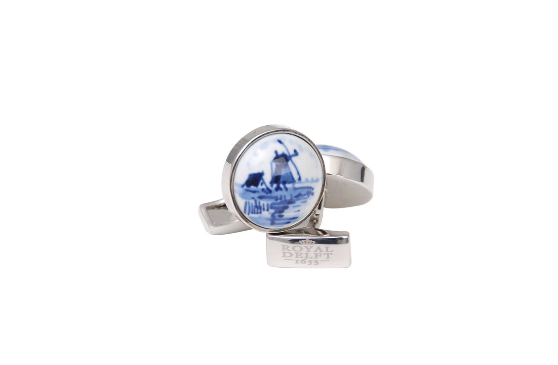 Delfts Blauw Manchetknopen rond Molen