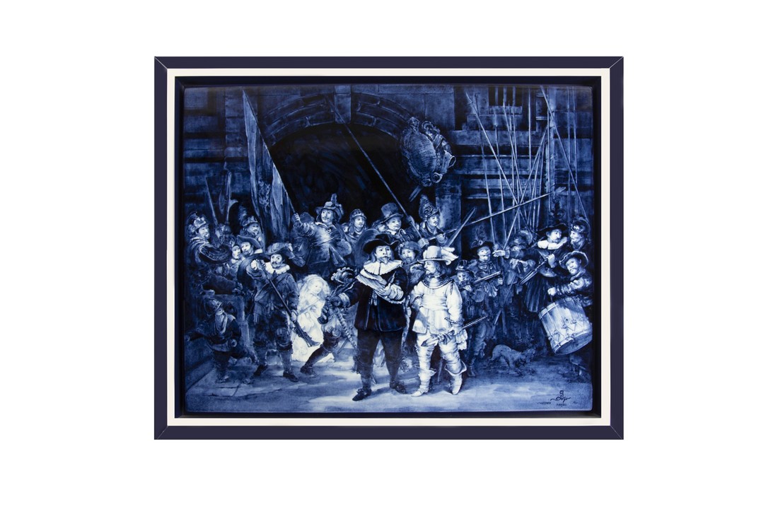 Delfts Blauw Tegelplaat Rembrandt Nachtwacht