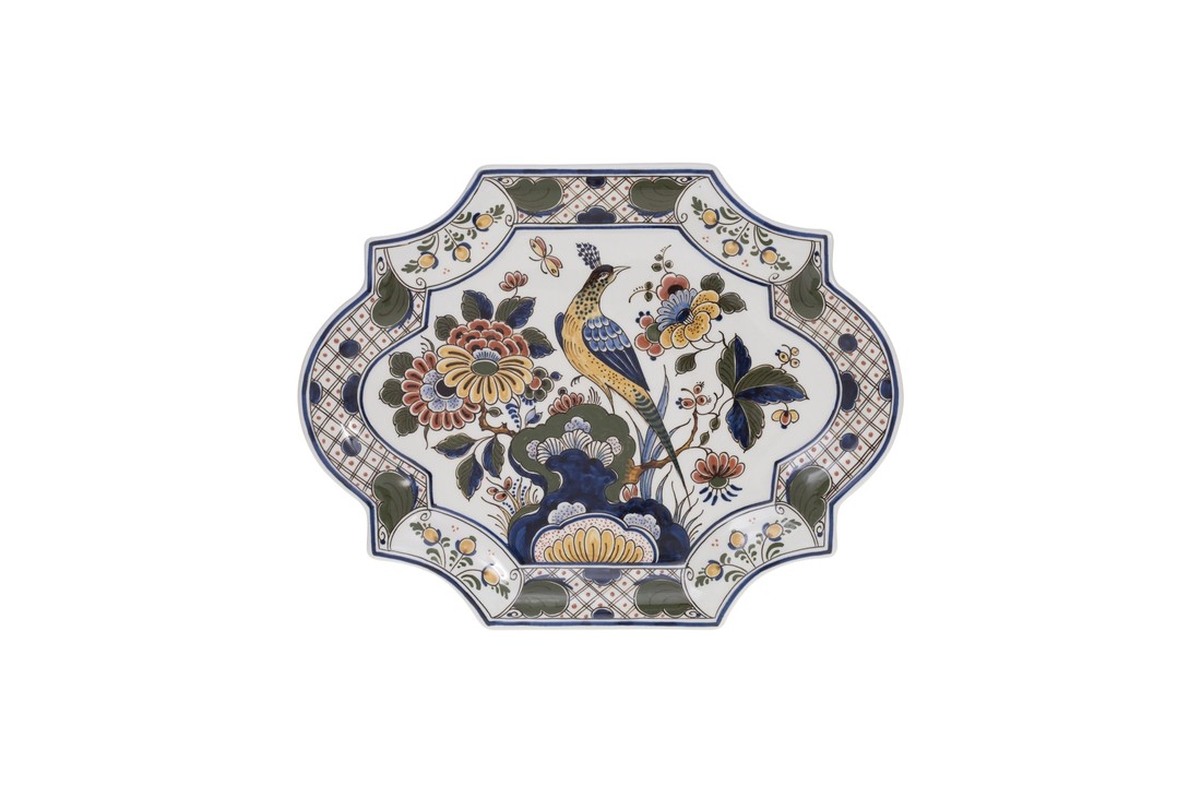 Delfts Blauw Bord Rechthoek Vogel
