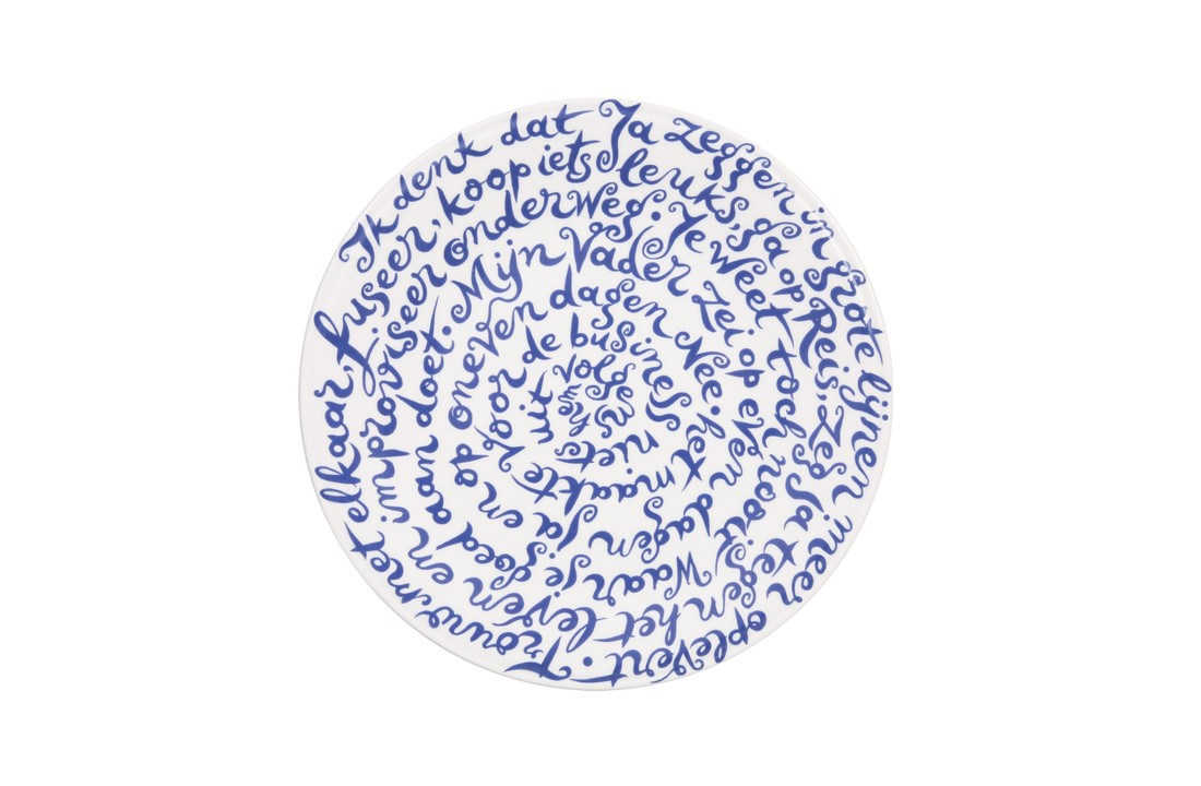 Delfts Blauw bord diskus "ja"
