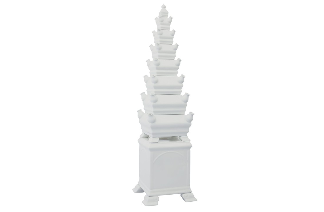 Delfts Blauw tulpenvaas piramide wit