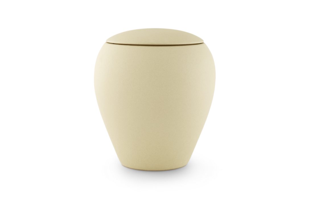 Bolvormige Urn zandkleur mat Keramiek