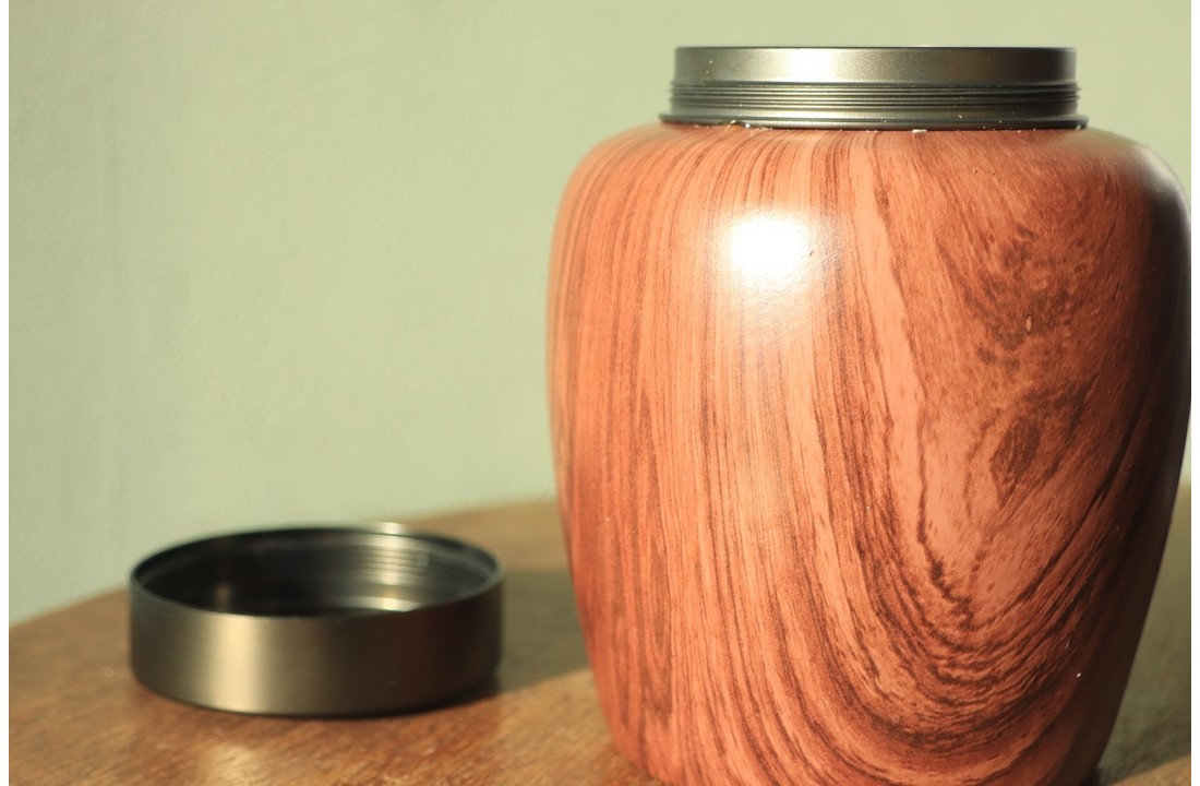 Urn met Hout Motief KOOPJESHOEK