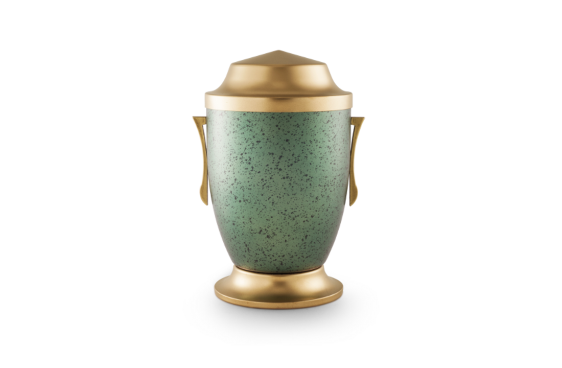 Stalen urn Poolgroen messing
