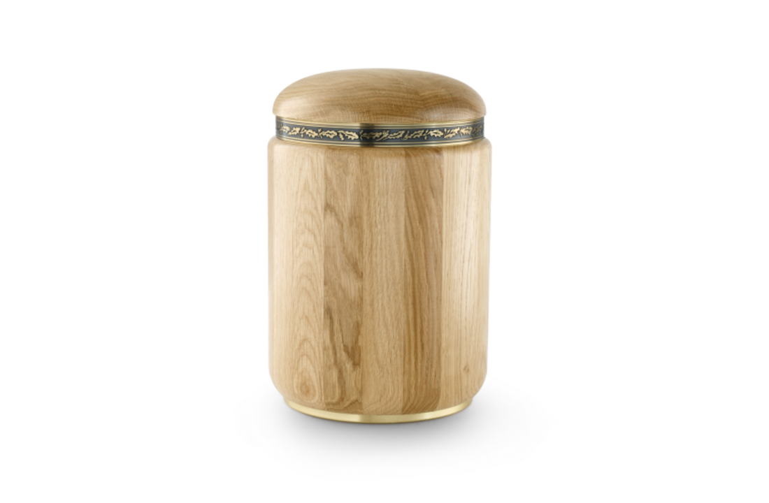 Natuurlijk Eiken Urn messing decoratie