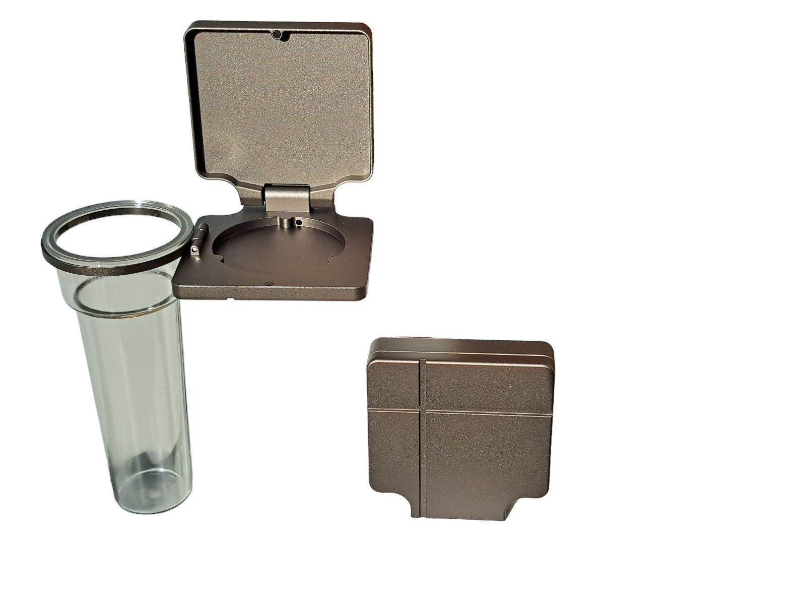 Eigentijdse kandelaar met Soliflore vaas voor grafstenen, grafmonumenten en columbaria - Taupe