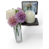 Eigentijdse kandelaar met Soliflore vaas voor grafstenen, grafmonumenten en columbaria - Taupe