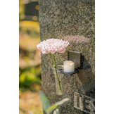 Eigentijdse kandelaar met Soliflore vaas voor grafstenen, grafmonumenten en columbaria - Taupe