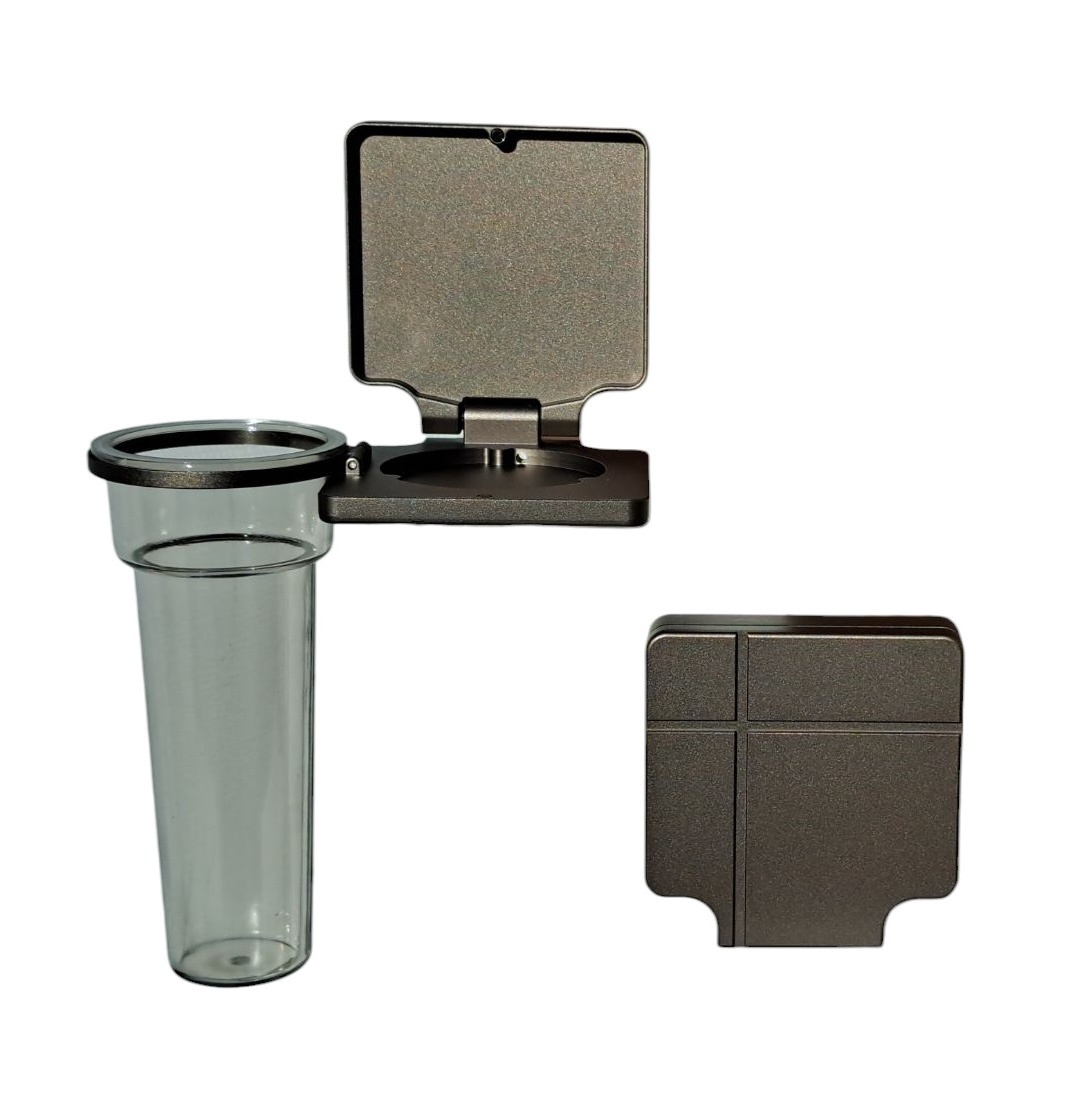 Eigentijdse kandelaar met Soliflore vaas voor grafstenen, grafmonumenten en columbaria - Taupe