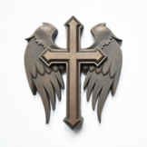 Urn / Asbeeld Kruis met vleugels - Brons