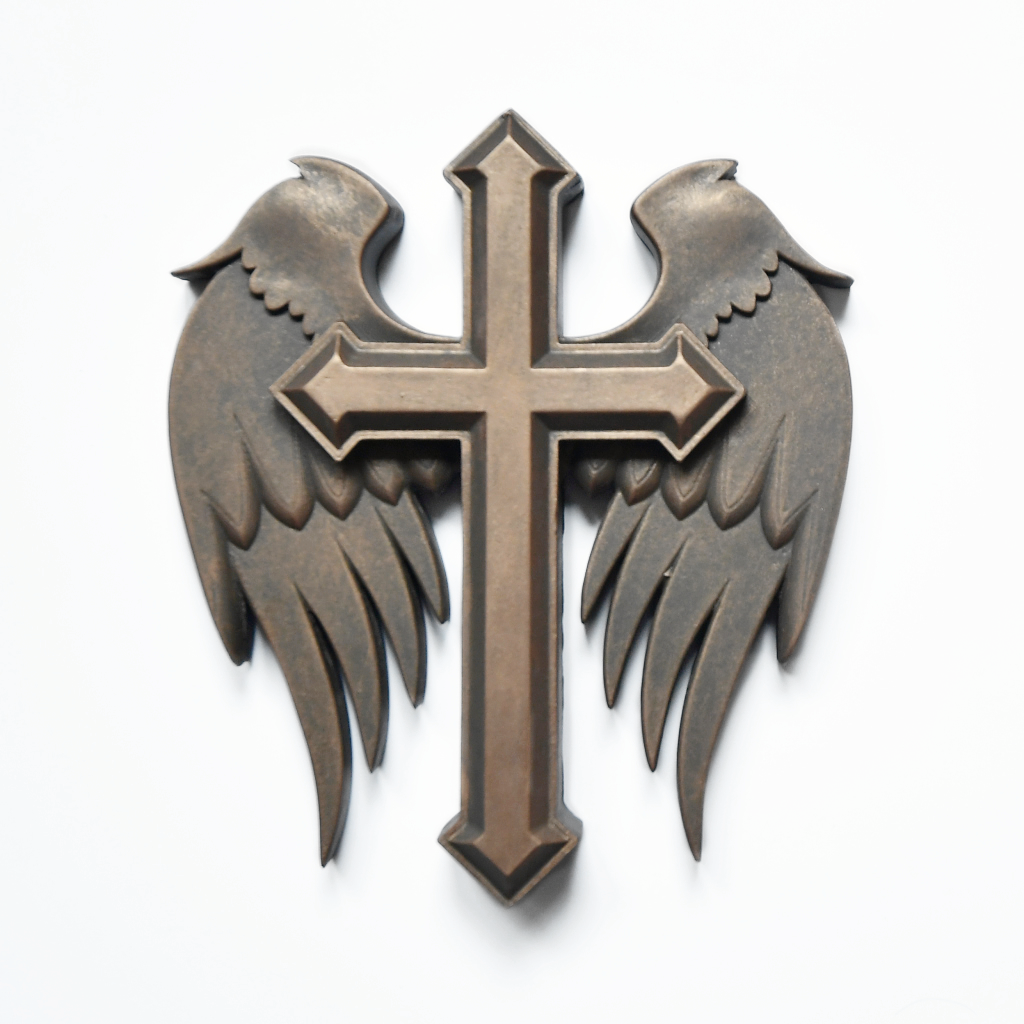 Urn / Asbeeld Kruis met vleugels - Brons