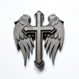 Urn / Asbeeld Kruis met vleugels - Patina