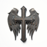 Urn / Asbeeld Kruis met vleugels - Patina