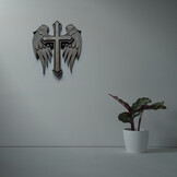 Urn / Asbeeld Kruis met vleugels - Patina