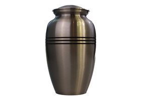 Zilverkleurige urn 3 horizontale zwarte lijnen - groot