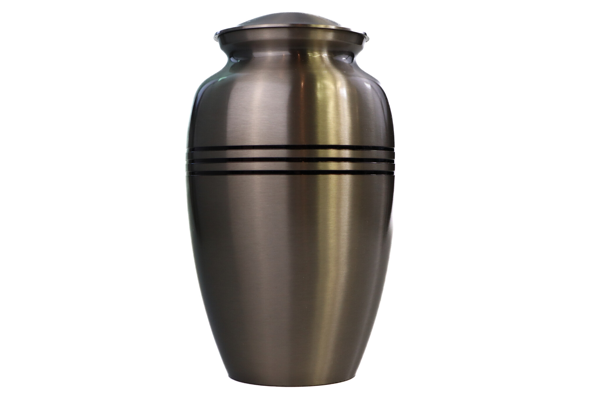Zilverkleurige urn 3 horizontale zwarte lijnen - groot
