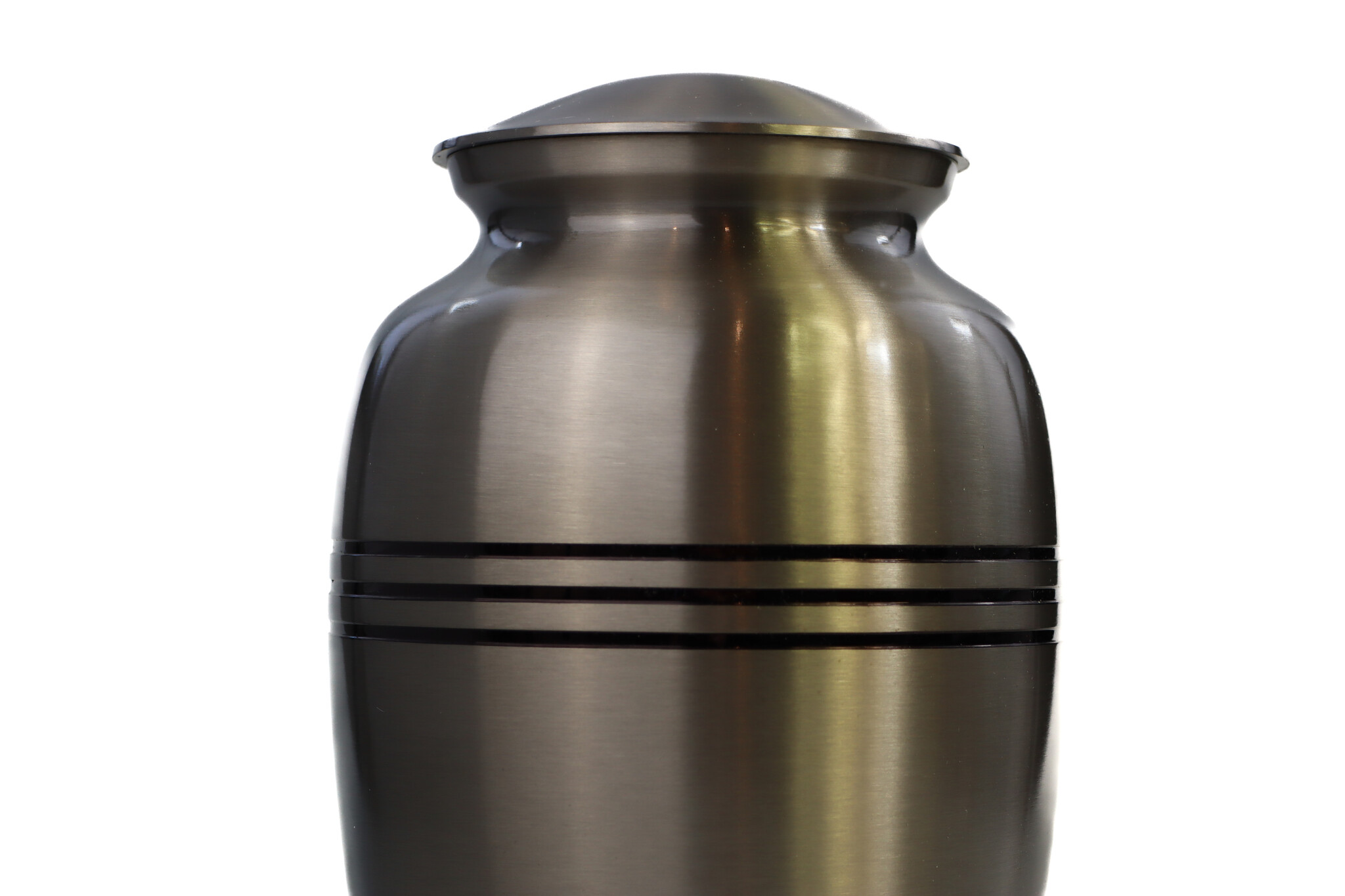 Zilverkleurige urn 3 horizontale zwarte lijnen - groot