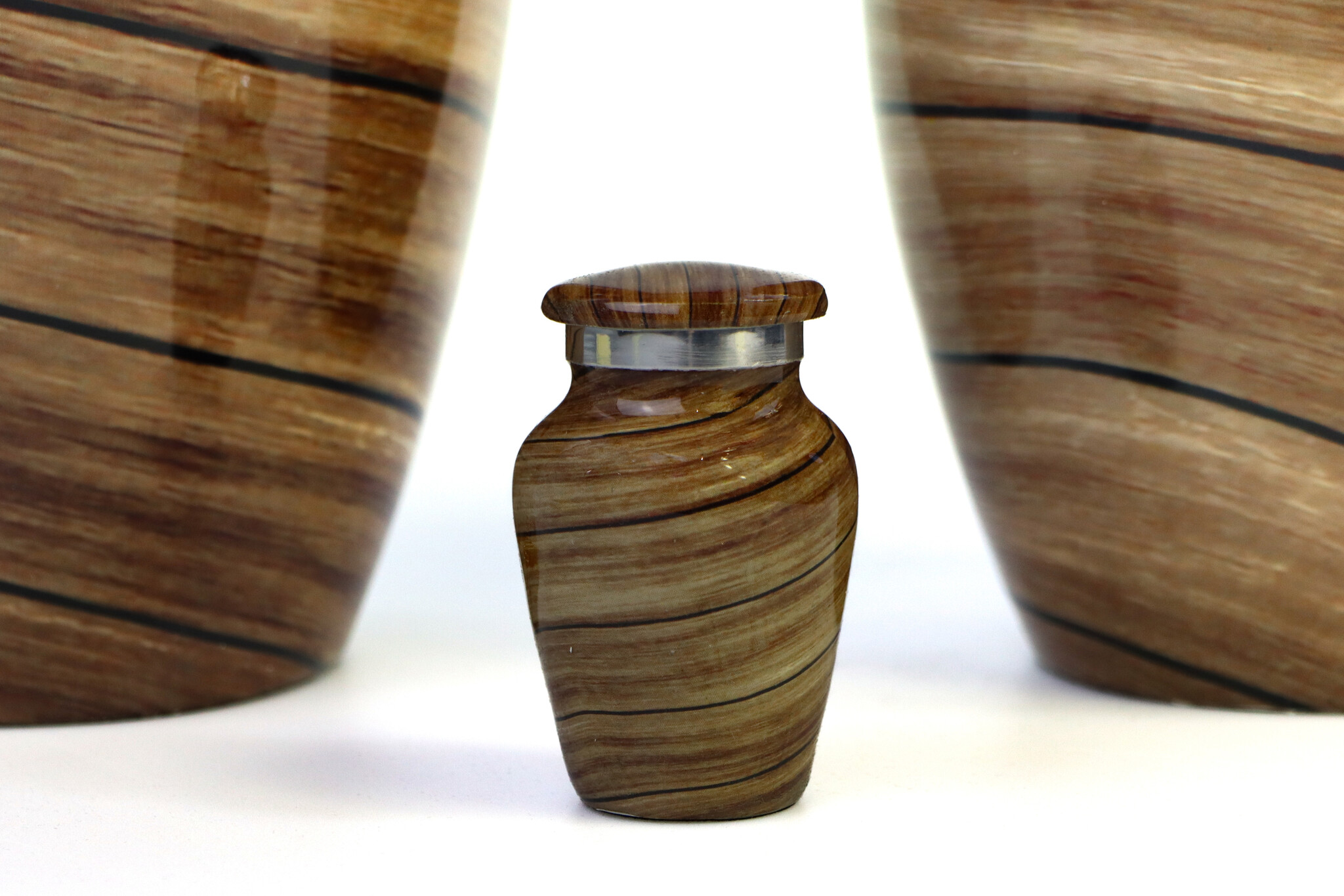 Urn met horizontaal houtmotief - mini