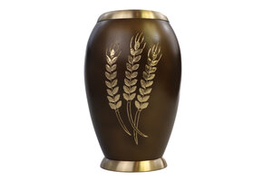 Urn met korenaren, messing afwerking