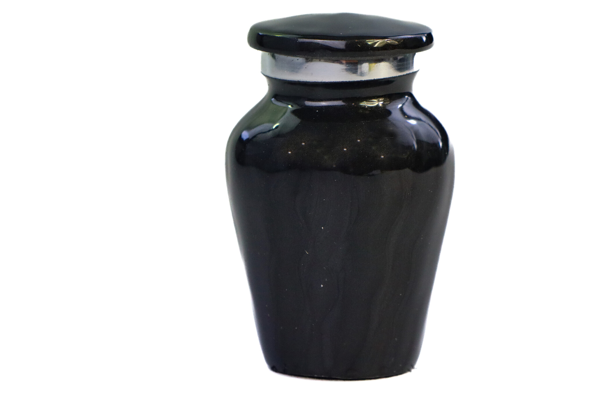 Zwart/donker gegolfde urn - mini