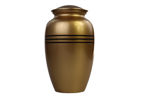 Messing kleurige urn 3 horizontale zwarte lijnen - groot