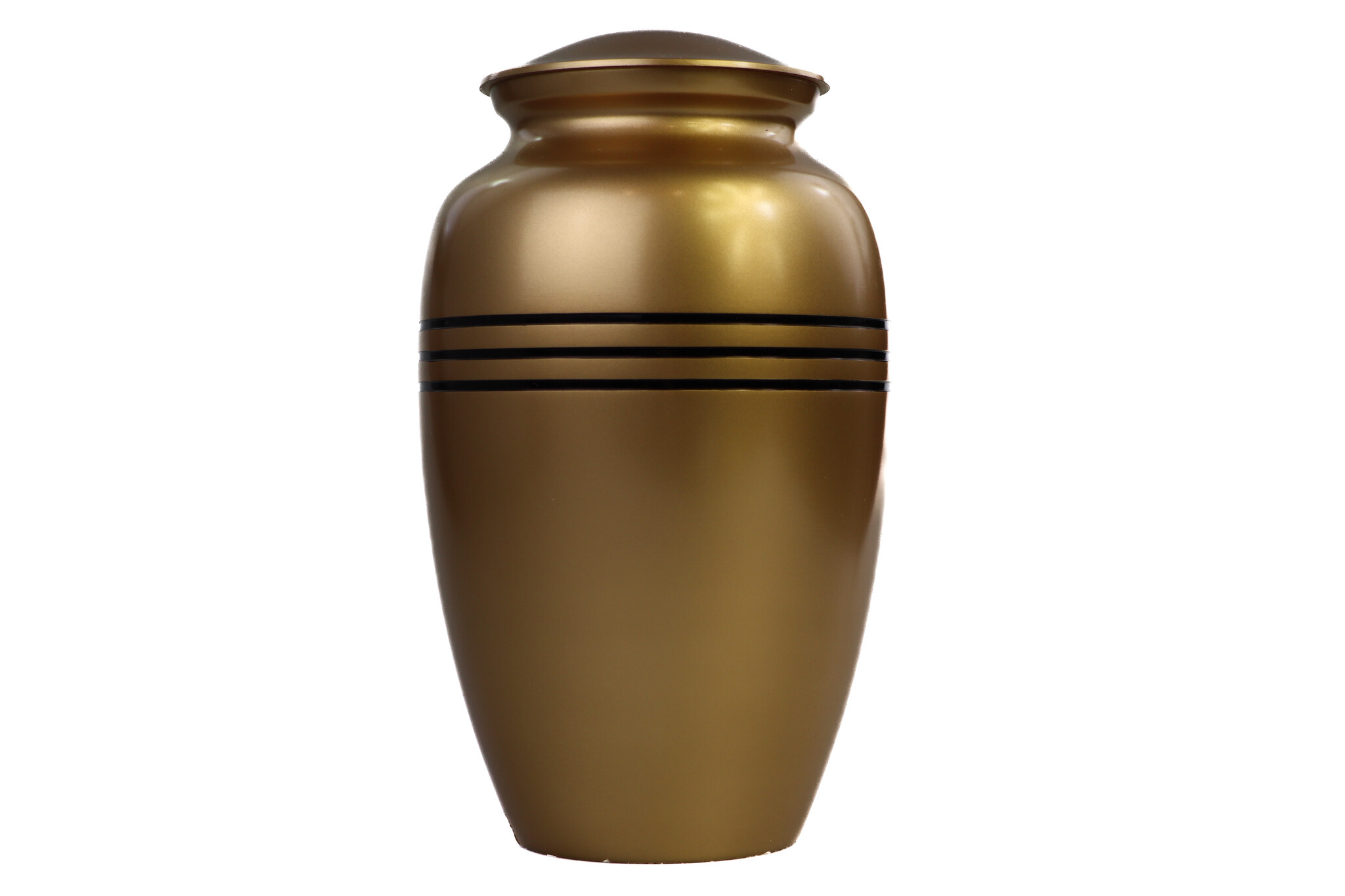 Messing kleurige urn 3 horizontale zwarte lijnen - groot