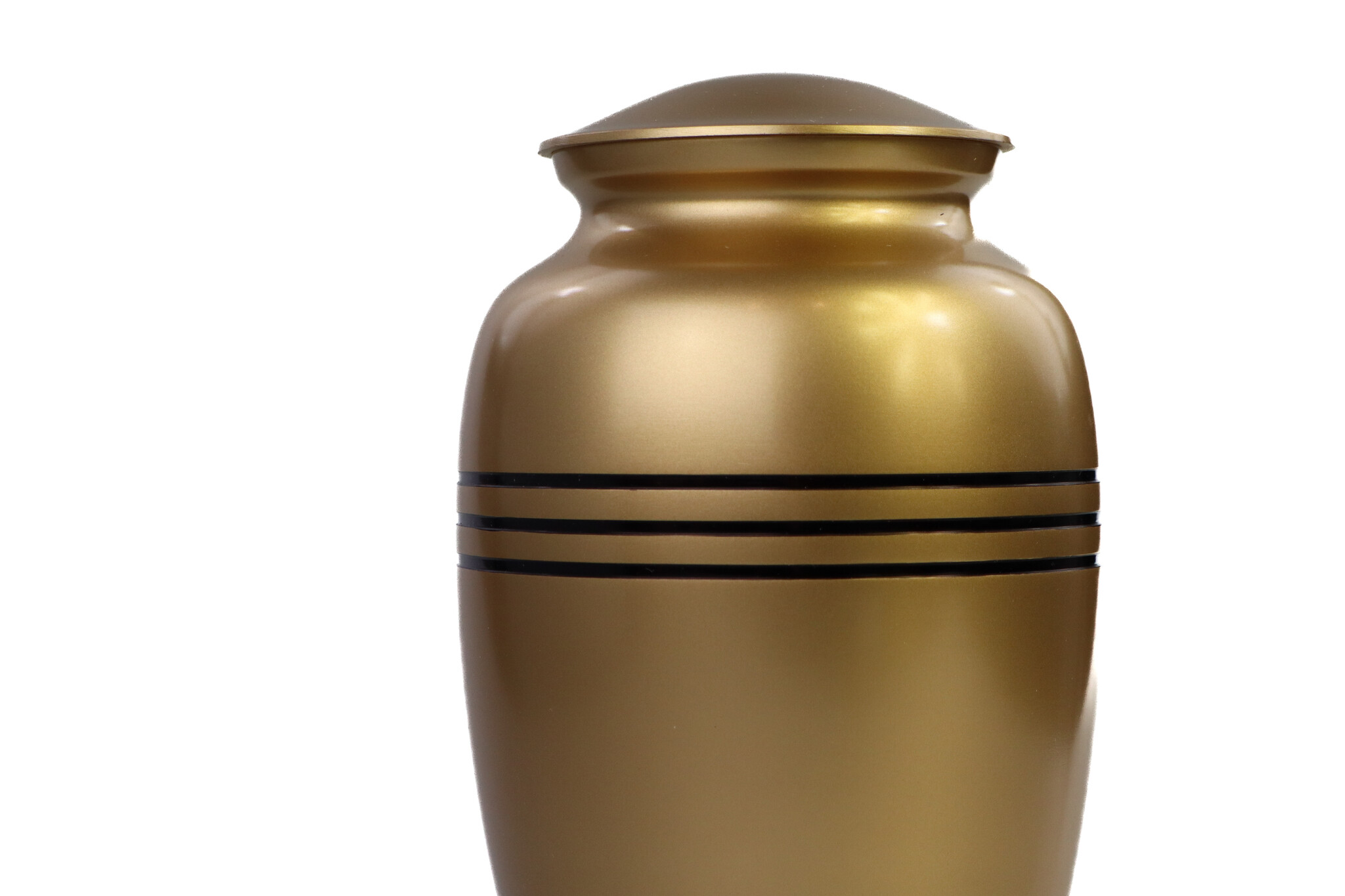 Messing kleurige urn 3 horizontale zwarte lijnen - groot