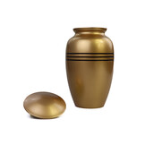 Messing kleurige urn 3 horizontale zwarte lijnen - groot