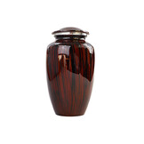 Donkerbruine urn met verticaal houtmotief - groot