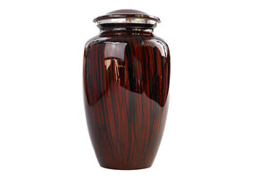 Donkerbruine urn met verticaal houtmotief - groot