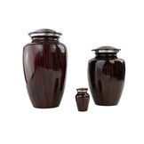 Donkerbruine urn met verticaal houtmotief - medium