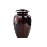 Donkerbruine urn met verticaal houtmotief - medium