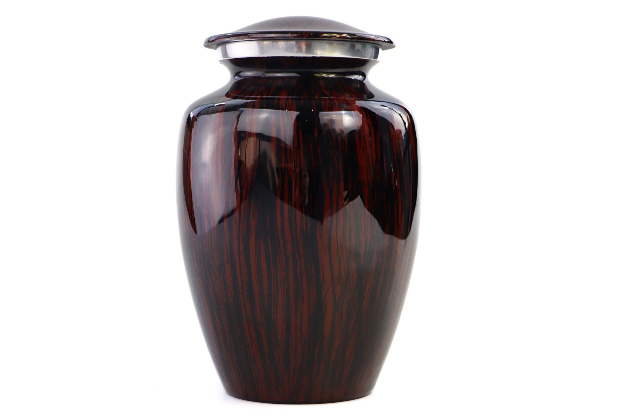 Donkerbruine urn met verticaal houtmotief - medium