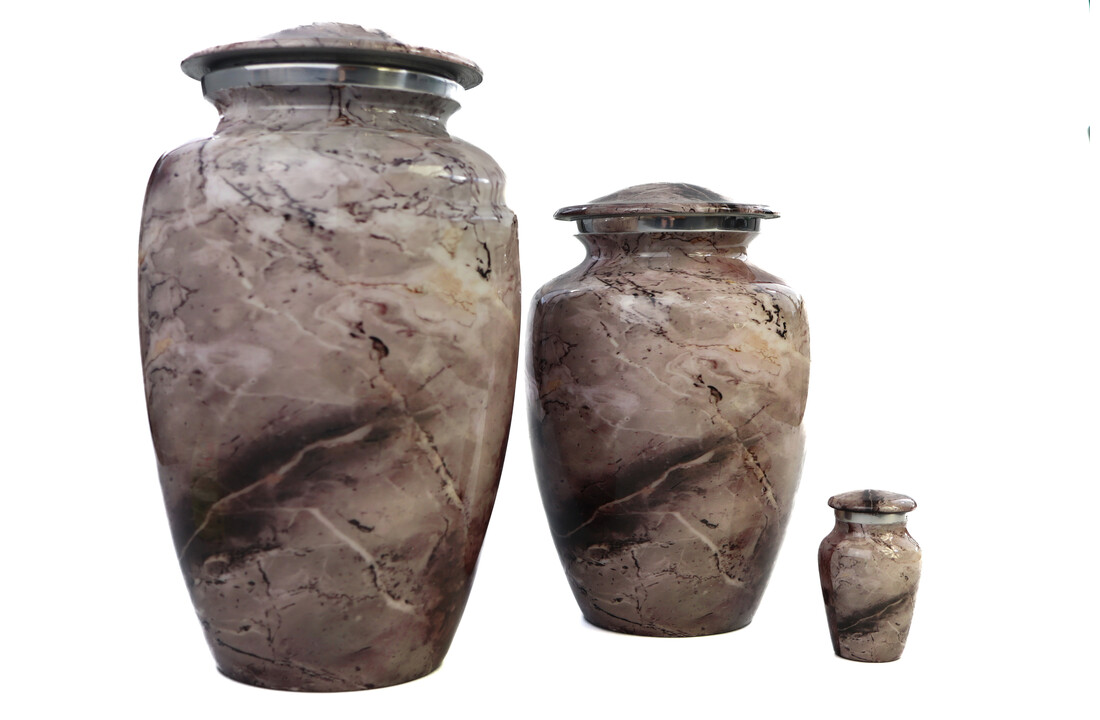 Urn met grijs marmereffect - medium