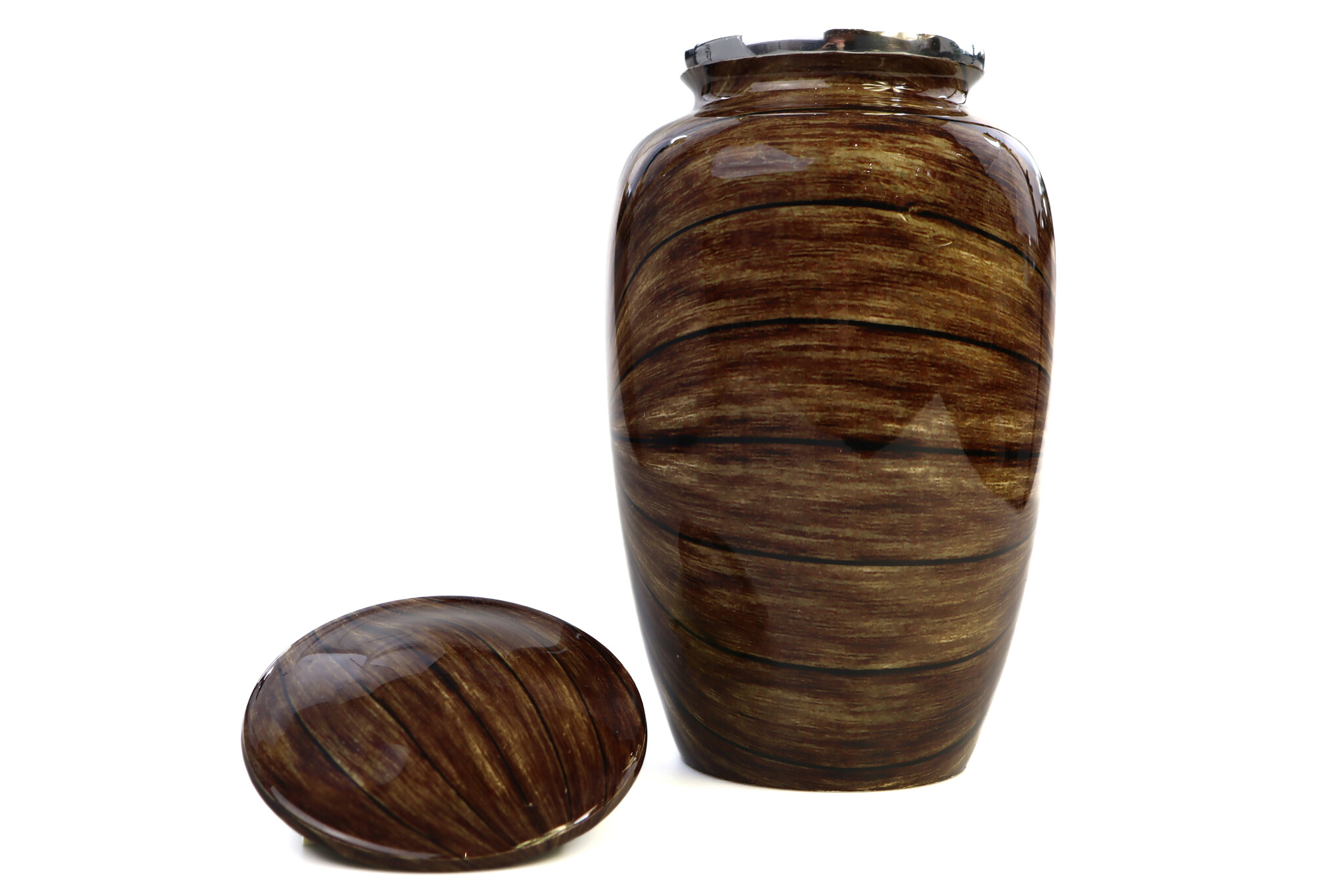 Urn met gelaagd houtmotief - groot