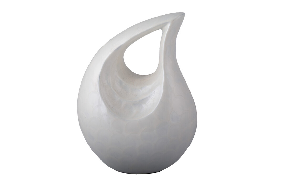Witte gegolfde traan urn -medium