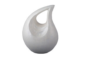 Witte gegolfde traan urn - medium