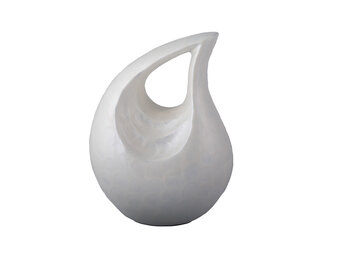 Witte gegolfde traan urn - medium