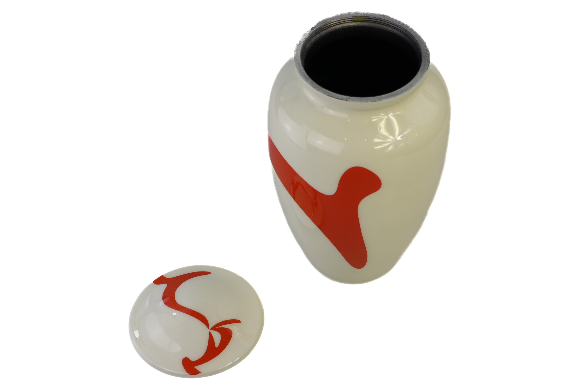 Eigentijdse wit oranje urn - medium