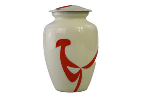 Eigentijdse wit oranje urn - medium