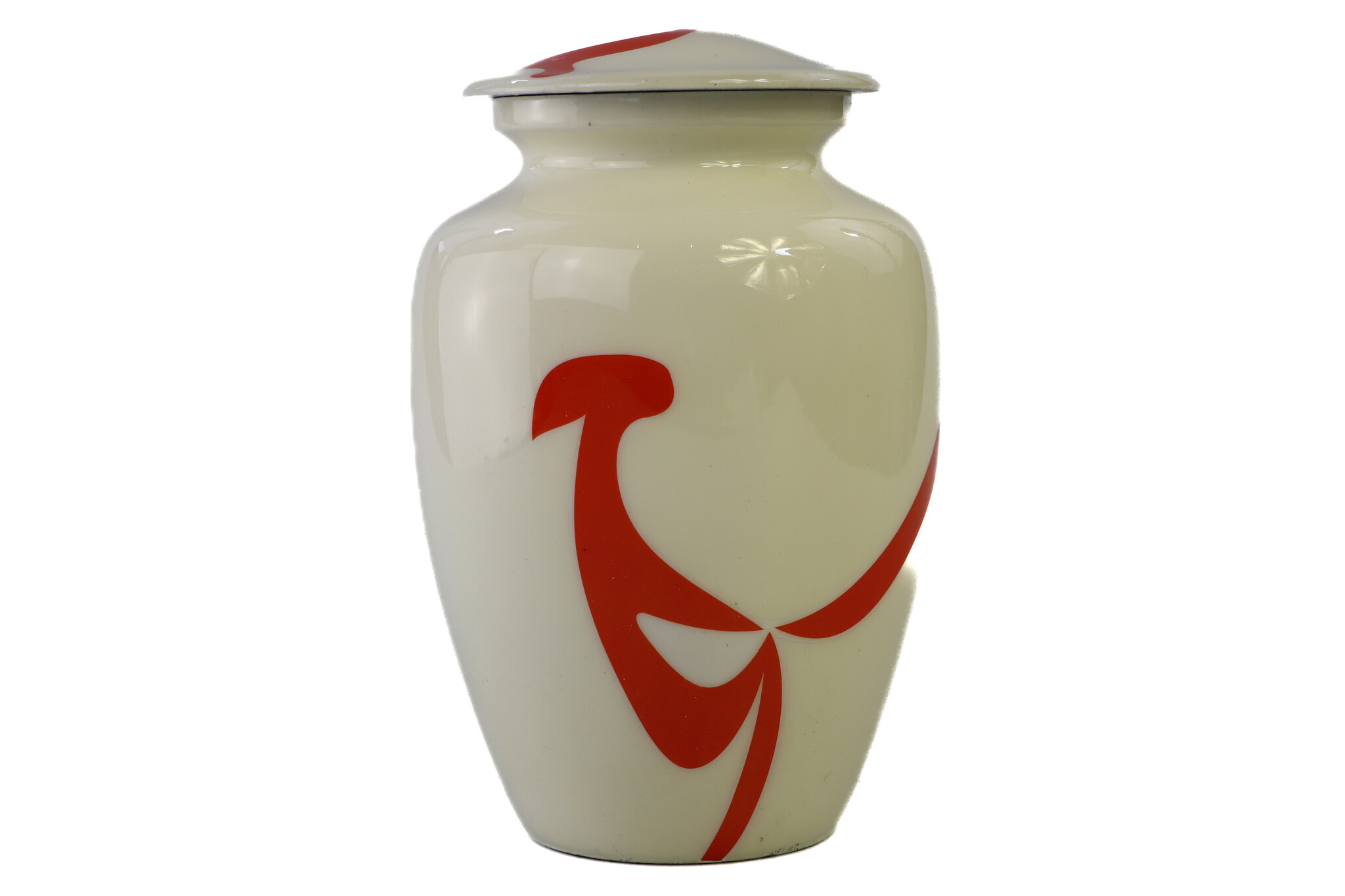 Eigentijdse wit oranje urn - medium