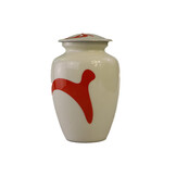 Eigentijdse wit oranje urn - medium