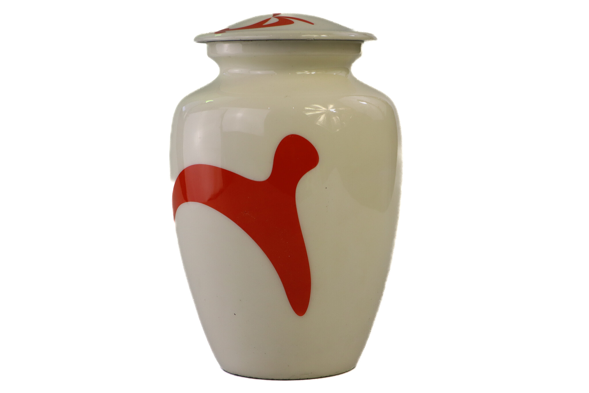 Eigentijdse wit oranje urn - medium