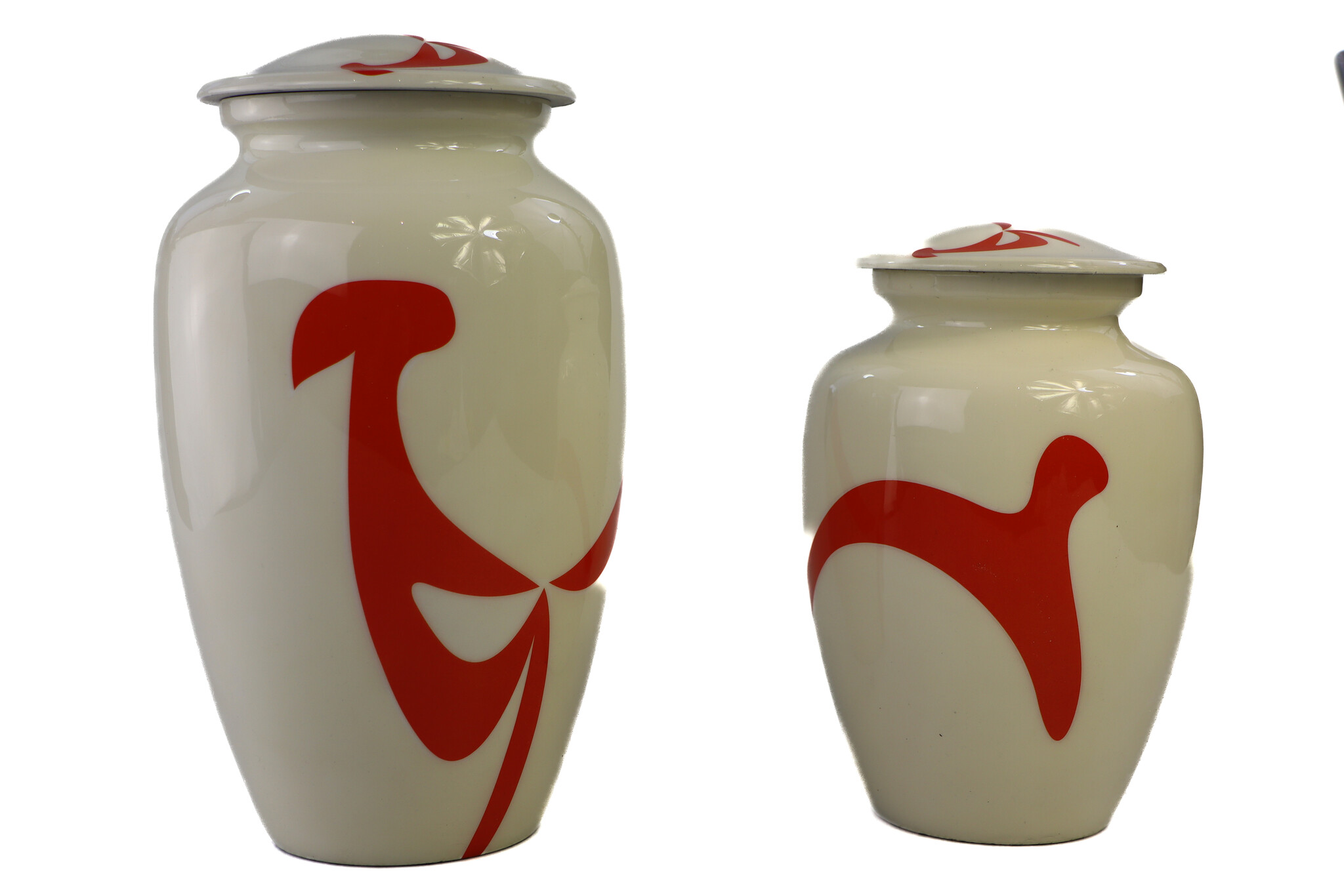 Eigentijdse wit oranje urn - medium