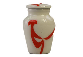 Eigentijdse wit oranje urn - mini