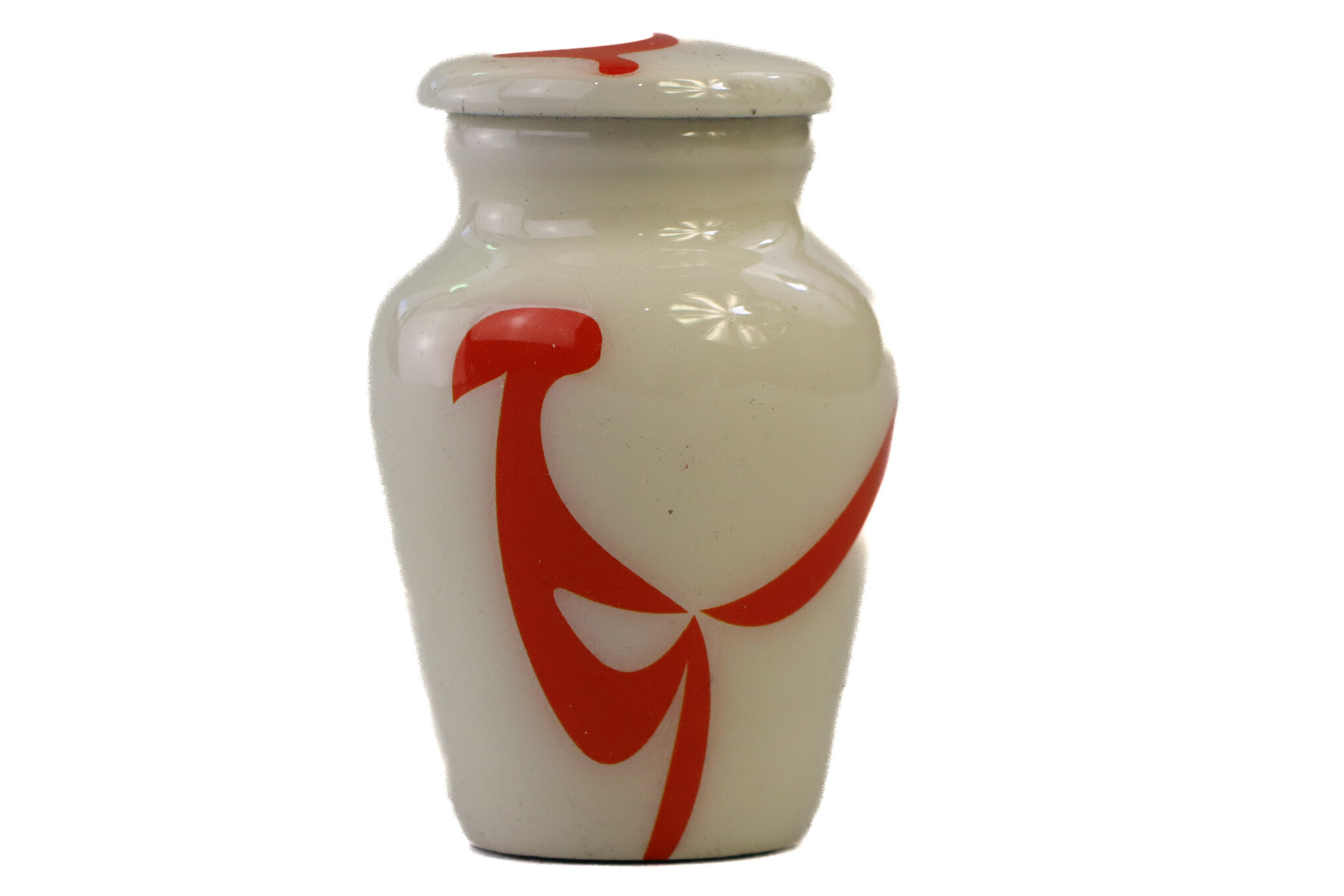 Eigentijdse wit oranje urn - mini