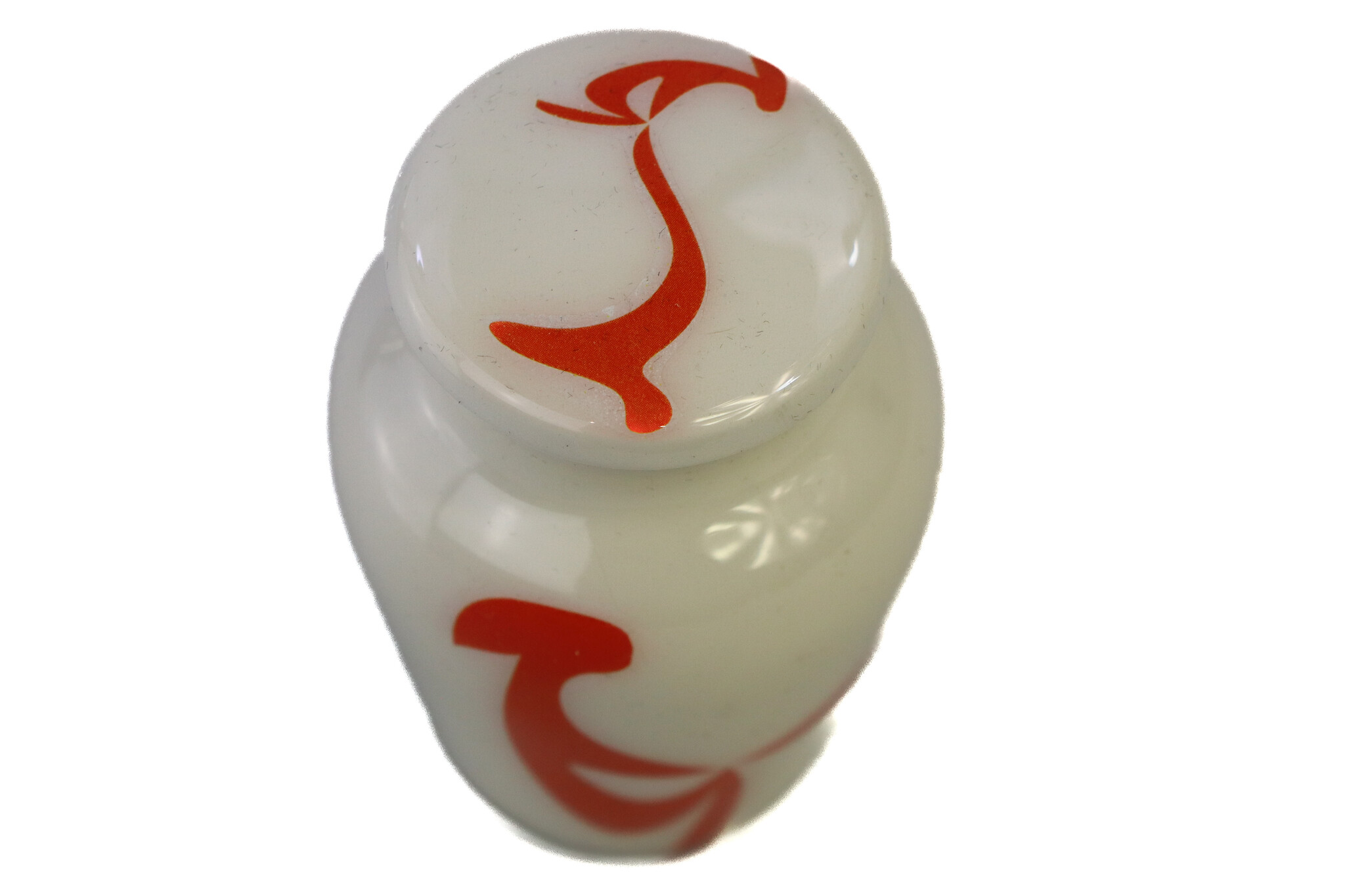 Eigentijdse wit oranje urn - mini