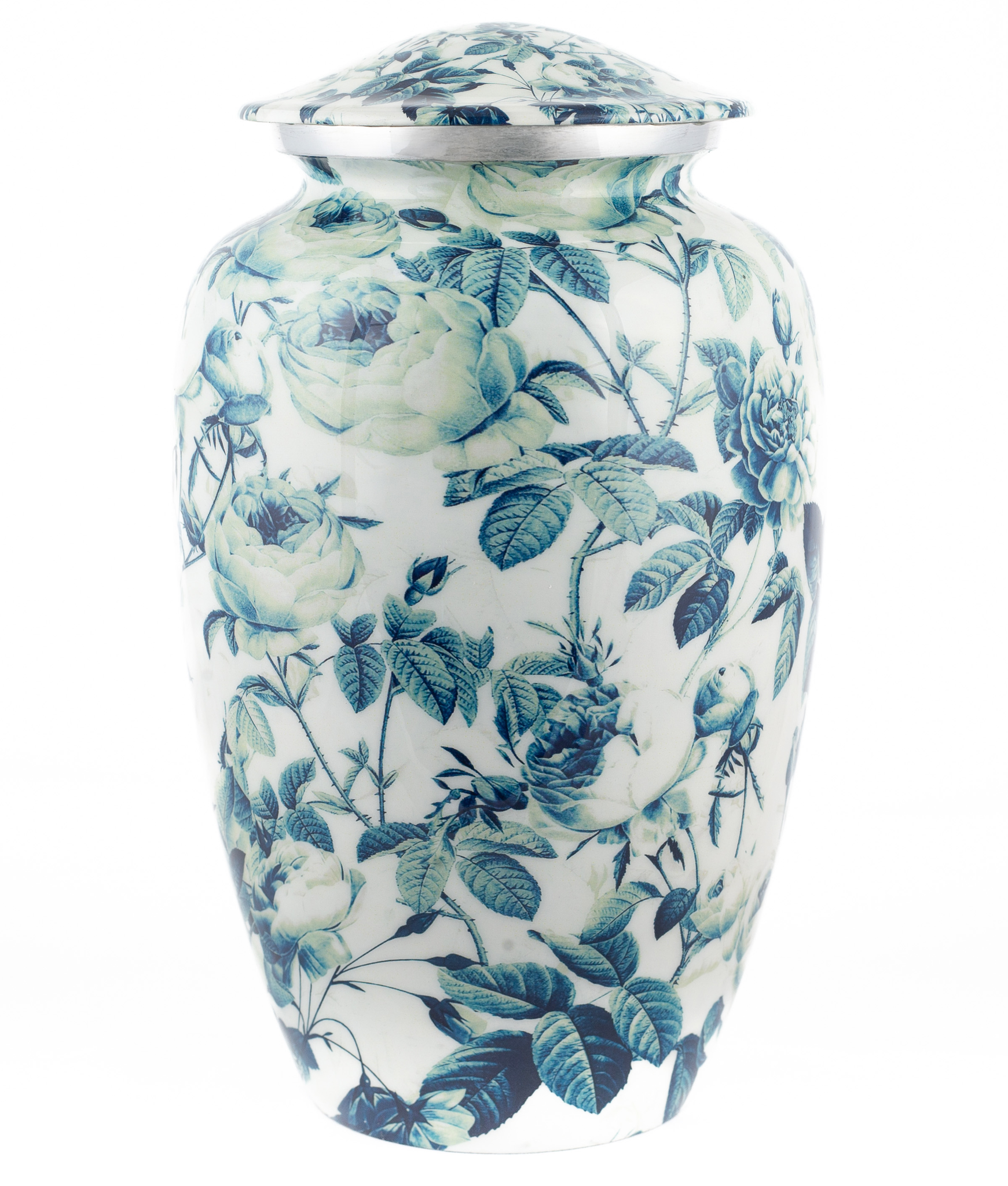 Bloemenurn blauw wit - groot